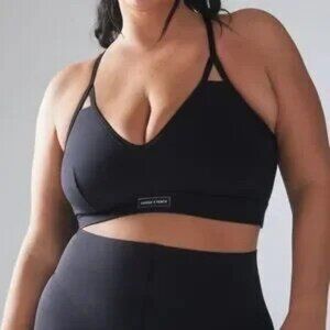 New Savage X Fenty Women's Spotlight Low-Impact Black Sports Bra Size 4X